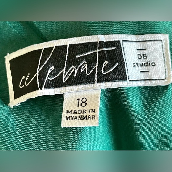 PlusSz CELEBRATE DB STUDIO | Full skirt Asymmetrical Shoulder | Juniper Green - Picture 6 of 9